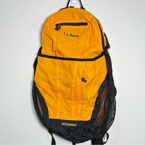 L.L.Bean Stowaway Backpack Water Resistant 272262 Yellow-Orange Black NWOT